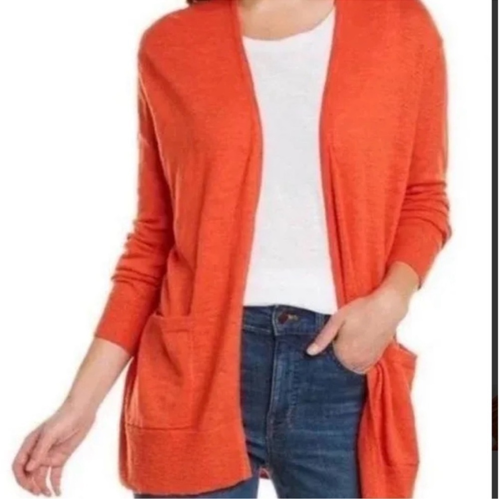 Madewell Bradley Orange Open Front Cardigan - Picture 1 of 5